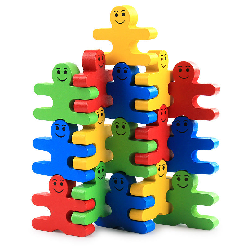 Colorful Cartoon Balance People Building Blocks Puzzle Children's