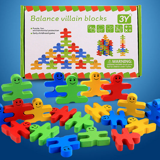 Colorful Cartoon Balance People Building Blocks Puzzle Children's