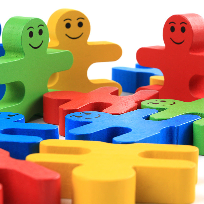 Colorful Cartoon Balance People Building Blocks Puzzle Children's