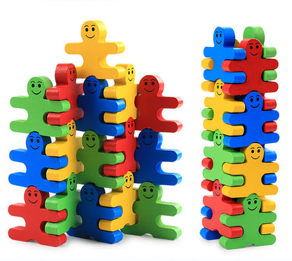 Colorful Cartoon Balance People Building Blocks Puzzle Children's